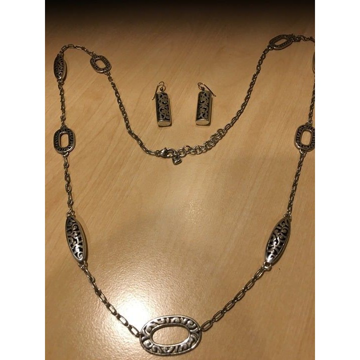 Brighton 42" Silver Necklace And Earring Set